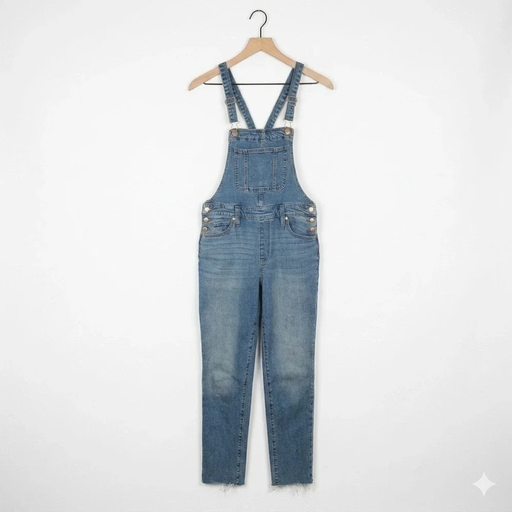 Universal Thread Denim Overalls Size 2 / 26R Stretch Raw Hem Bib Western Coastal